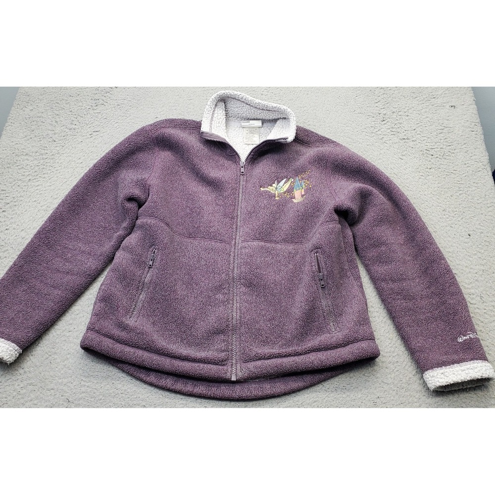 Walt Disney World Teddy Fleece Jacket Womens Small Purple Embroidered Tinkerbell